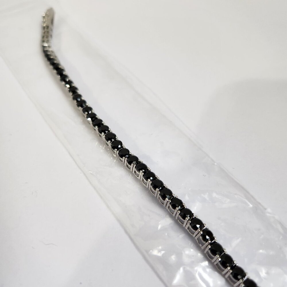 VTG NIB 925 Black Spinel Eternity / Tennis Bracelet 12.00ctw. 7.25 in length - Picture 10 of 10